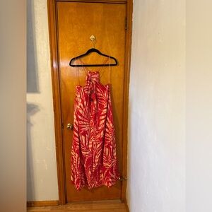 Tahari Pink Tropical Print Halter Maxi Size Large